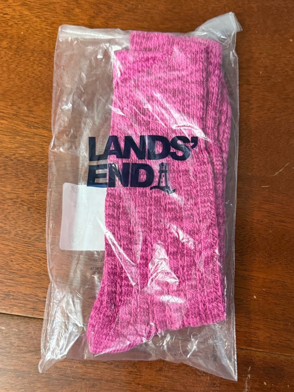 Lands' End Pink Marled Crew Socks
